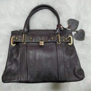 Luella Large Brown Grained Real Pebbled Leather Tote Hand Bag
